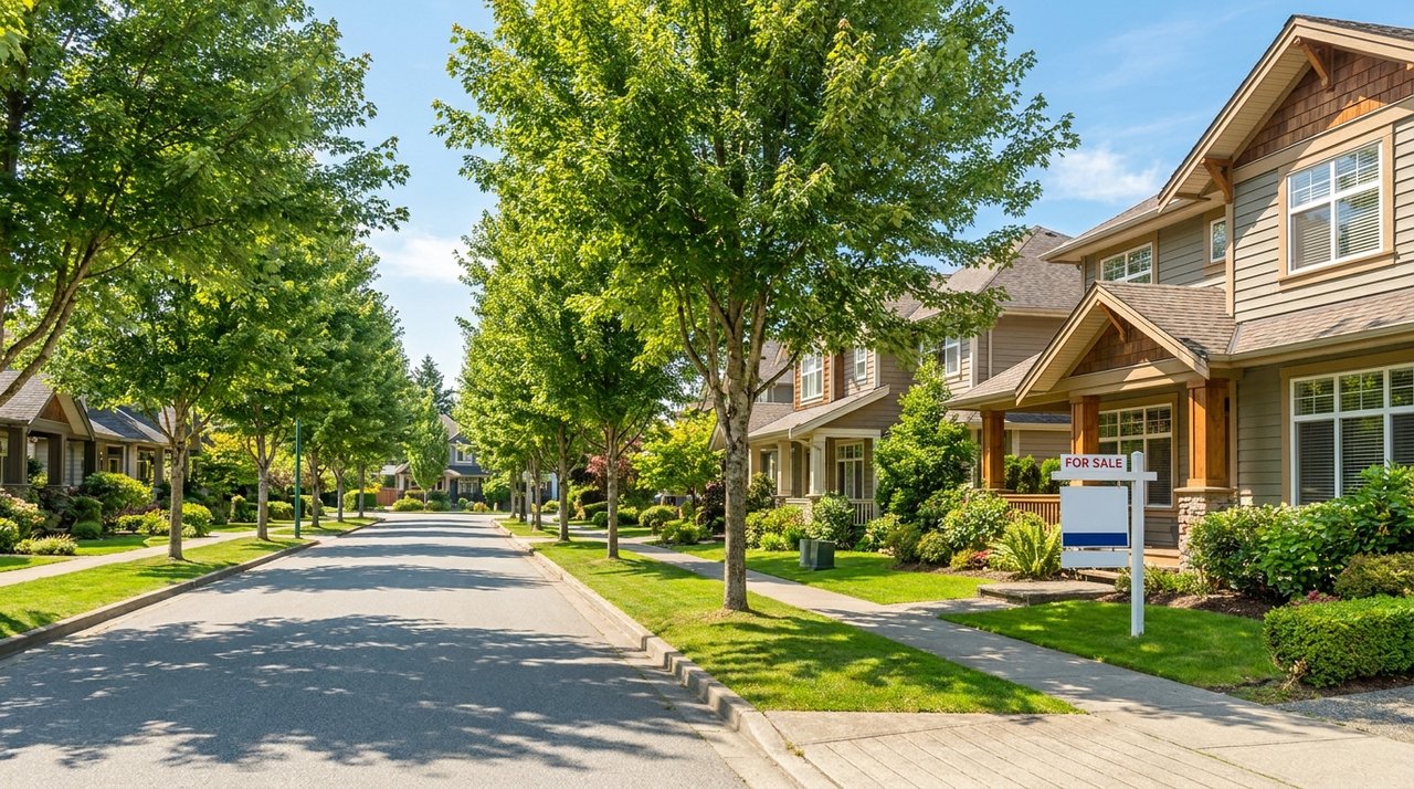 Architectural render of detached houses for sale on a Langley, BC street in Walnut Grove, for AG. Song REALTOR®