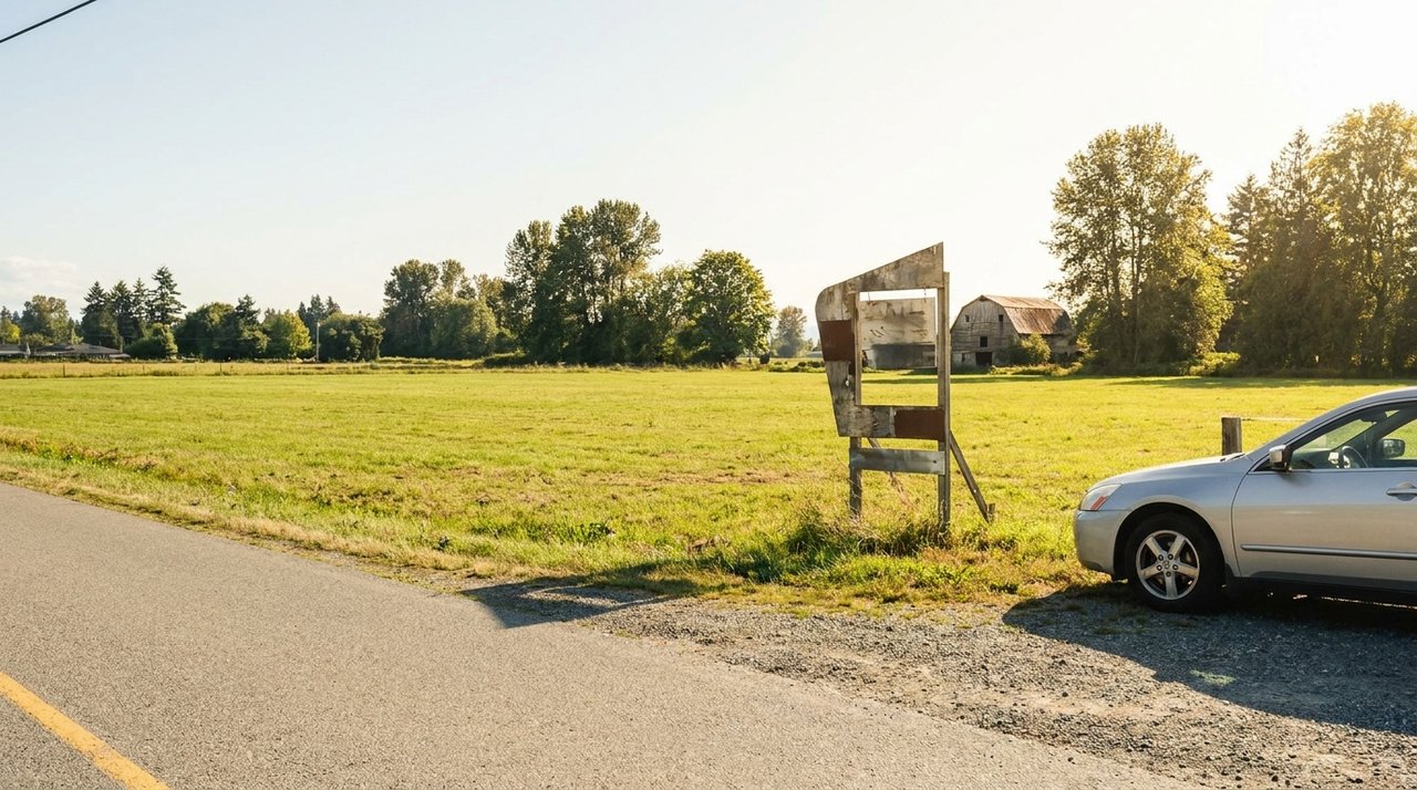 Candid phone photo of a land parcel for sale in Langley, BC, for AG. Song REALTOR®