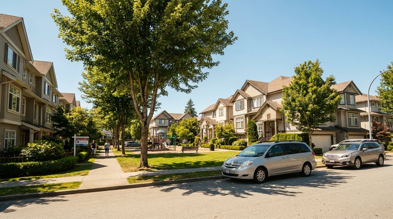 A Surrey buyer's neighbourhood Candid phone photo of a desirable Surrey, BC residential neighbourhood for buyers, for AG. Song REALTOR®