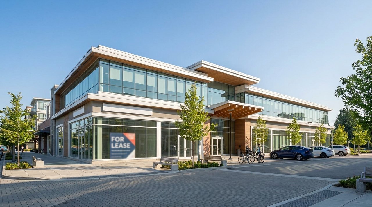Architectural render of a Surrey, BC commercial building available for sale or lease, for AG. Song REALTOR®