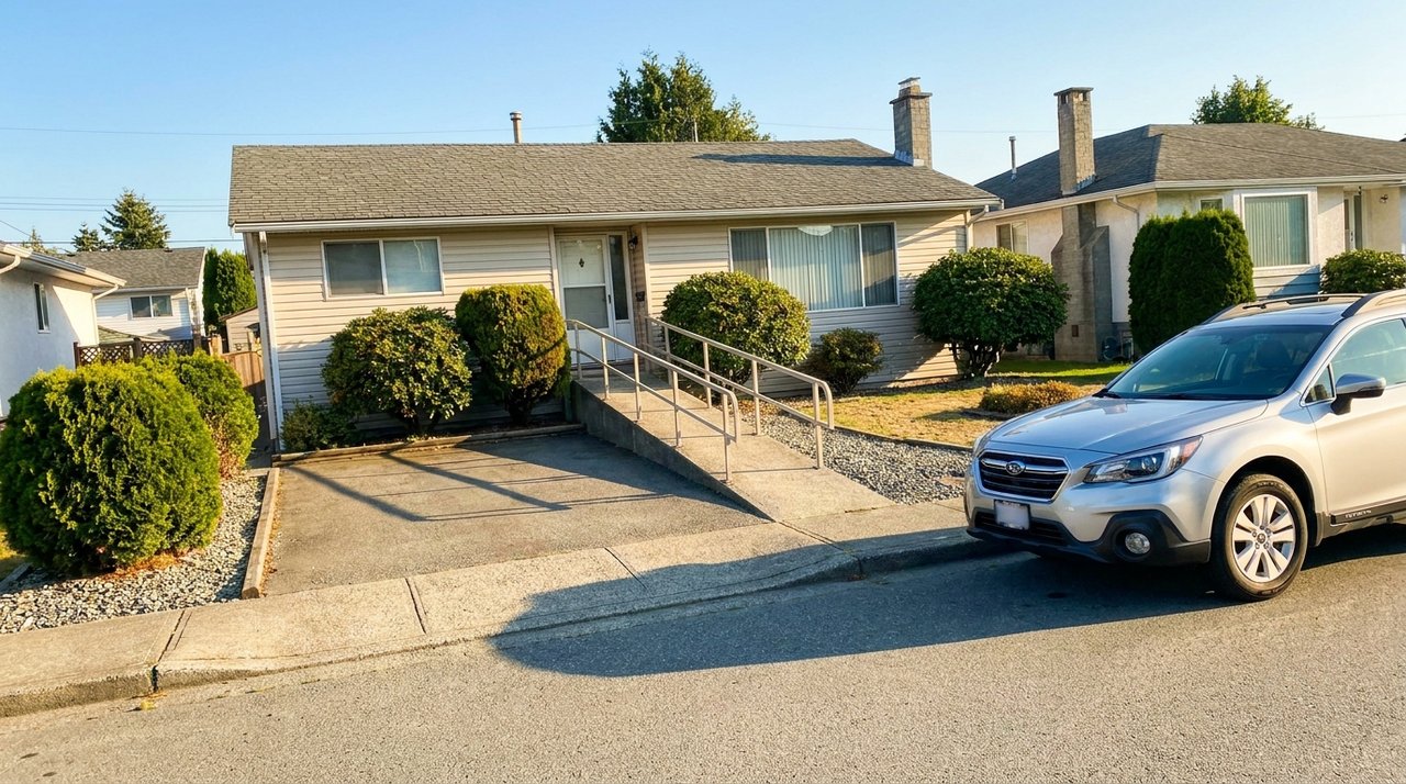 A single-level Surrey rancher Candid phone photo of a single-level rancher home in Surrey, BC suited to downsizing buyers, for AG. Song REALTOR®
