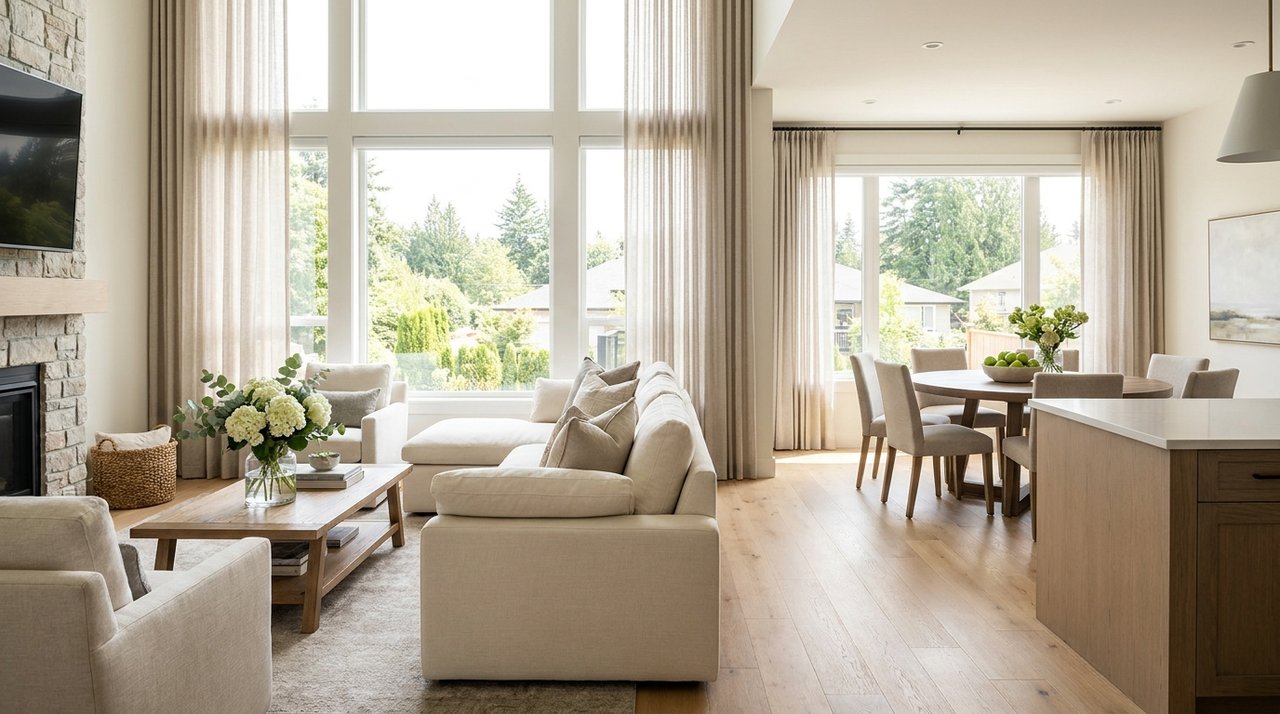 Editorial photo of a staged interior in a Surrey, BC home prepared for sale, for AG. Song REALTOR®