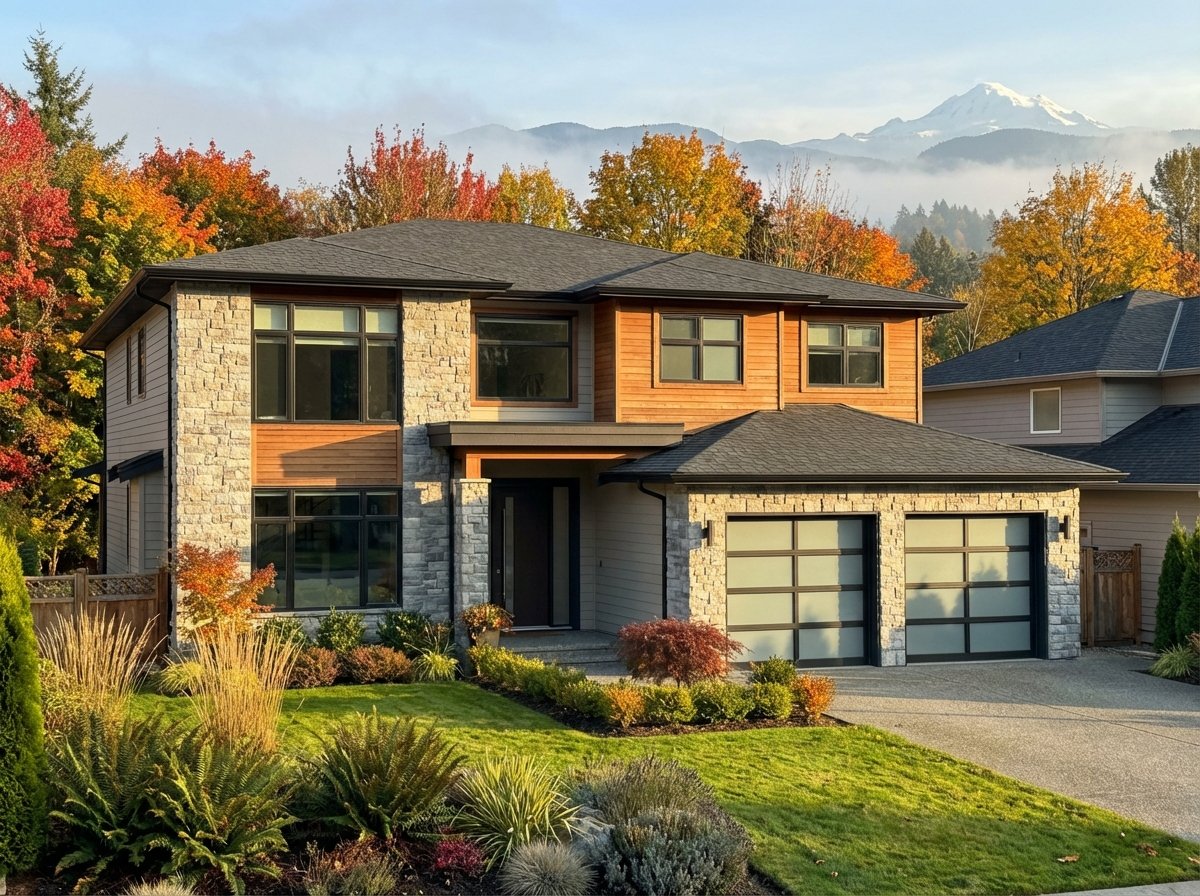 Detached family home exterior in Guildford, Surrey, BC — representative of the residential market AG. Song tracks across Greater Vancouver and Fraser Valley