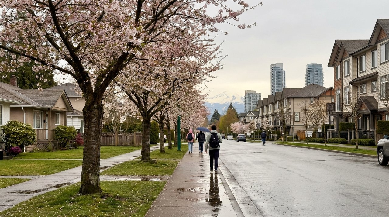Whalley / Surrey City Centre urban streetscape with glass condo towers, spring afternoon — photographed for AG. Song REALTOR®